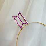 BTS Logo Hollow Rhinestone Headband (Gold Plated)