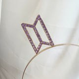 BTS Logo Hollow Rhinestone Headband (Gold Plated)